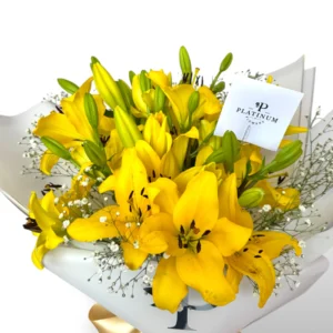 Bouquet de lilis amarillas platinum